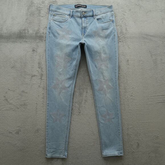 Express Jeans Women's Fits 34x30 (No size Tag) Blue Mid-Rise Legging Denim Pants - Picture 1 of 15